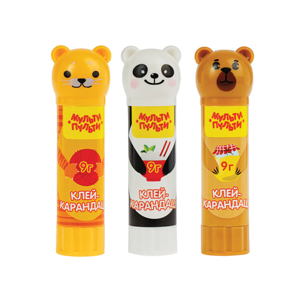 Клей-карандаш Мульти-Пульти 09гр. "Зверята: Кот, Мишка, Панда" GS_33742
