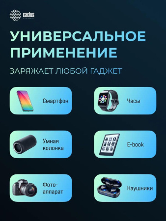 Аккумулятор внешний 10000_mAh Cactus CS-PBFSPA-10000 22.5W 4.5A 2xUSB-C белый