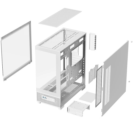 Корпус ATX Б_БП XASTRA Q500 6ARGB-C10-UC White (USB3.0,Audio,белый,6х120мм ARGB,ARGB+PWM HUB 10port,Type-C,CPU Cooler до 160мм, VGA до 405мм,"аквариум
