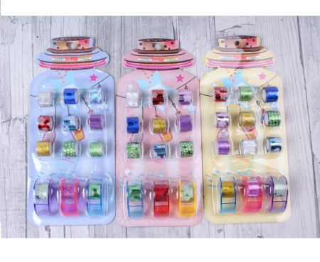 Клейкая лента для декора 12мм*1м, набор 12шт +3 диспенсера (ЛС881-K5) 