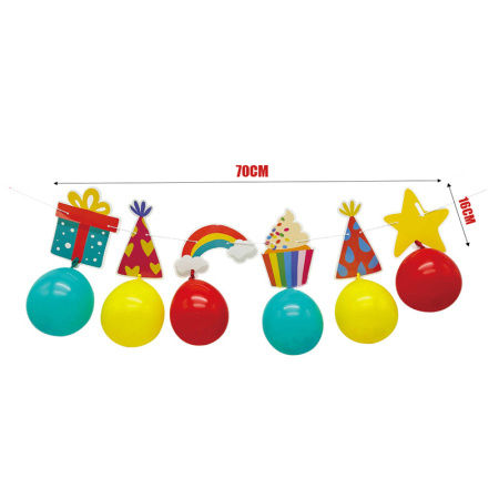 Бумажная гирлянда "Яркий праздник" с шарами, 1м, 23717