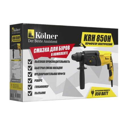 Перфоратор Kolner KRH 850H 850Вт, 3 реж., 3,5 Дж, 0-1200 об/мин, 0-5100 уд/мин, SDS-plus