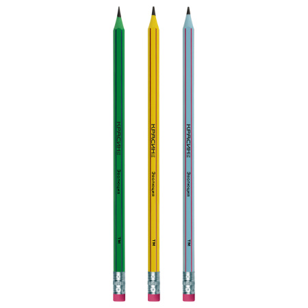 Карандаш ч/гр. КРАСИН "Эволюция" ТМ (HB), пластиковый, ластик, с полосами (КР-150121)