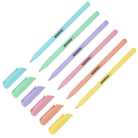 Ручка шариковая KORES "Pastel" 0,7мм, синяя, ассорти (37086)