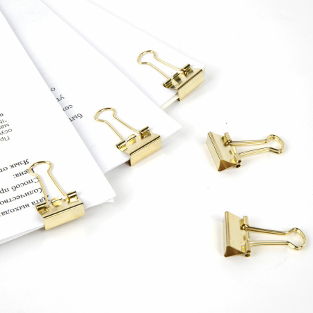 Зажимы для бумаг 19мм. BRAUBERG 12шт. золото (229586)