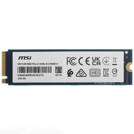 SSD-накопитель M.2 500Гб MSI SPATIUM M450 V1 [S78-440K380-P83] (TLC 3D NAND,NVMe,3000/2000 Мб/с)