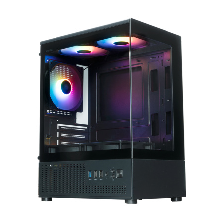 Корпус mATX Б_БП XASTRA Q300M 3FRGB Black (USB3.0,Audio,черный,3х120мм FRGB,"аквариум")