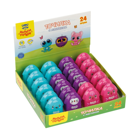 Точилка Мульти-Пульти "Милашки" 1 отверстие, контейнер, ластик, ассорти SR_48479