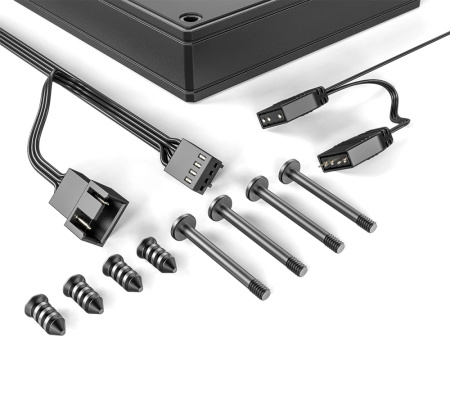 Кулер в корпус 140х140х25 ID-COOLING AS-140-ARGB-K черный (300-1800prm/супертихий/4Pin PWM/3Pin 5V ARGB/72.2 CFM/24.9дБ/подшипник гидродинамический/AR