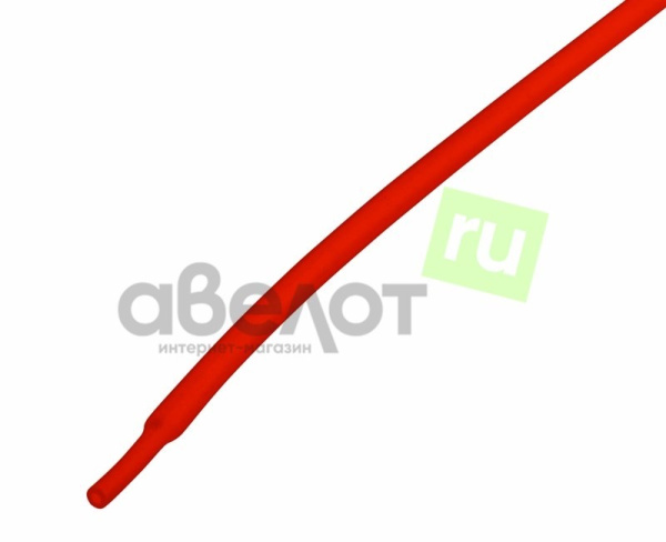 Трубка термоусадочная 2:1,   1.5/0.75мм, красная, подавление горения, отрезок 1м, Rexant