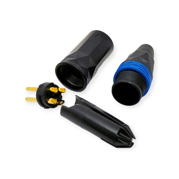 Разъем XLR штекер, на кабель, металл, синий