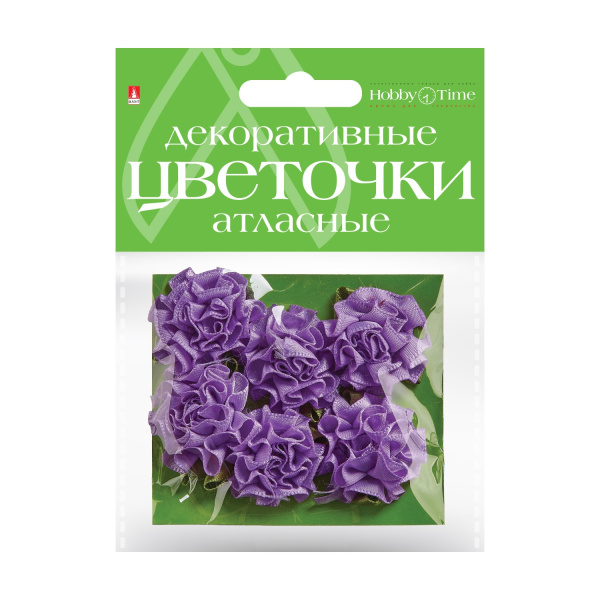 Декоративные украшения из ткани, атласные, набор №2, "Цветы" Hobby Time 2-399/02