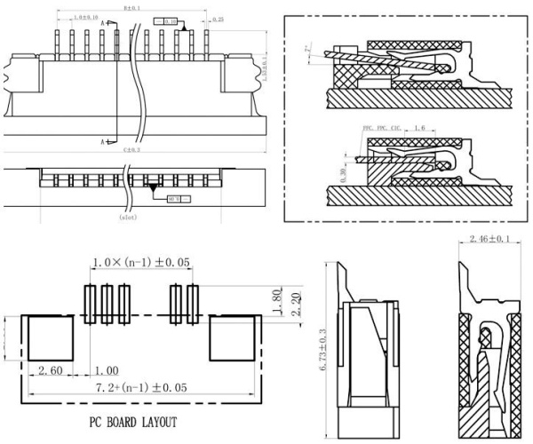 Коннектор FFC/FPC шлейфа шаг 1.0мм,  8пин, фиксатор выдижной, контакты сверху
