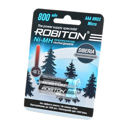 Аккумулятор Ni-MH AAA Robiton 800mAh SIBERIA низкотемпературные упак. 2шт.
