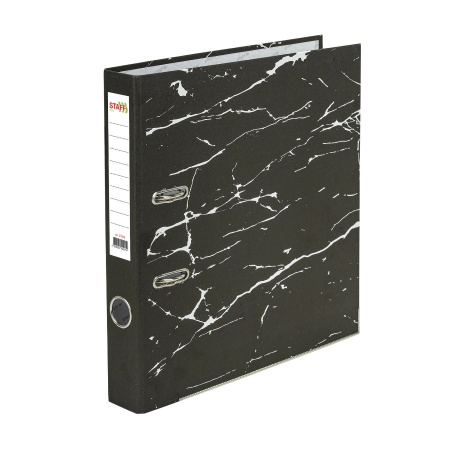 Папка-регистратор 50мм. STAFF "Profit"  мрамор, черная (272008)