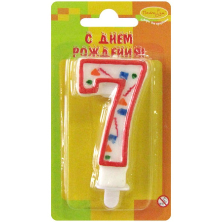 Свеча "Цифра 7" Красное Конфетти 7см 108103