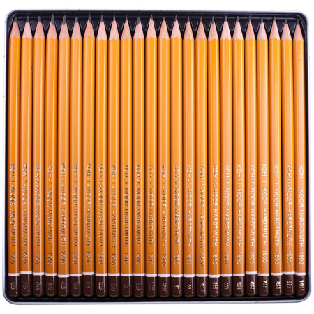 Карандаш ч/гр. KOH-I-NOOR набор "1500" 24шт., 8B-10H, мет. пенал. (1504024001PL)