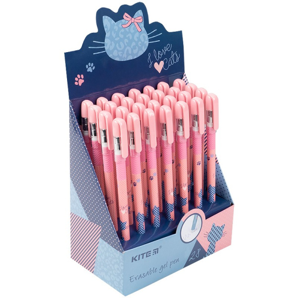 Ручка пиши-стирай KITE "Cat" 0,5мм., синяя, гелевая (K21-068-01)