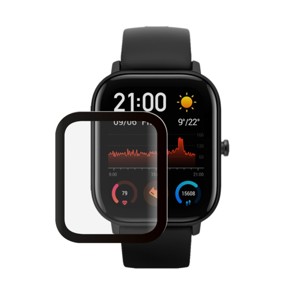 Защитное органическое стекло Watch PMMA для Xiaomi Amazfit GTS 2/GTS 2e, черная рамка, Deppa (62754)