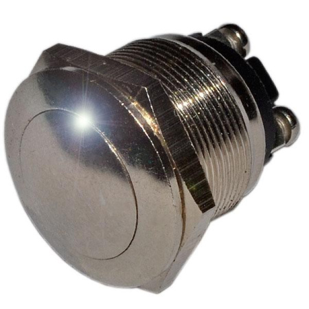 Кнопка OFF-(ON), 250в, 2а, металл, антивандальная, М19, PBS-28В