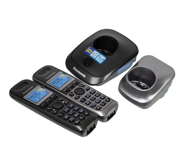 Радиотелефон Panasonic KX-TG2512RU2,темно-серый\серый 2трубки/50м/300м/АОН/книга_50номеров/спикерфо