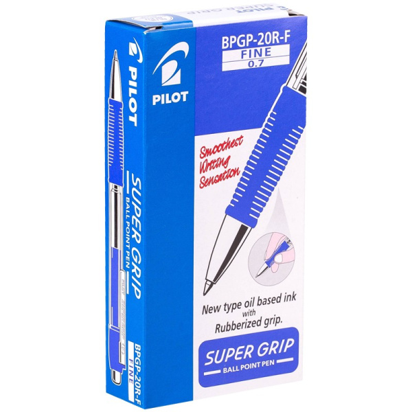 Ручка шариковая PILOT "SUPER GRIP 2" автомат, синяя, 0,7мм. грип (BPGP-20R-F-L)