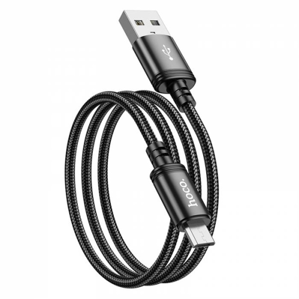 Кабель MicroUSB(m) - USB(m) HOCO X89 1м 2.4A текстильный черный