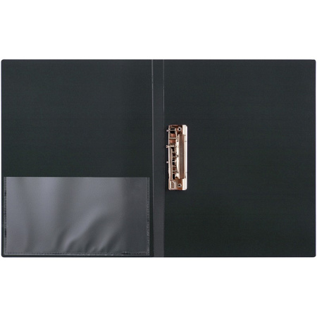 Папка с боковым прижимом BERLINGO "Standard" 17мм, 700мкм, с карманом, черная (MM2341)
