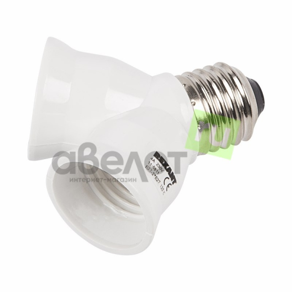 Разветвитель цокольный  Е27-2хЕ27, белый, Rexant 11-8811