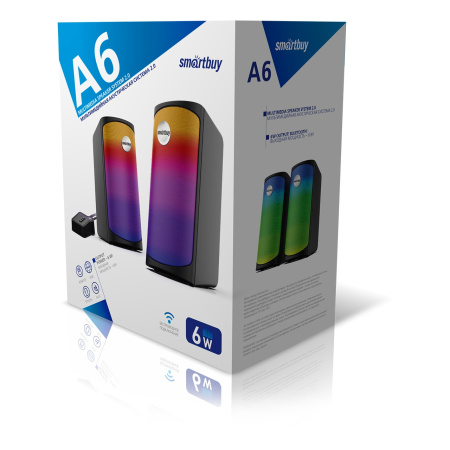 Актив.колонки 2.0 SmartBuy  A6 (SBA-4550) 6Вт, Bluetooth, питание от USB, подсветка