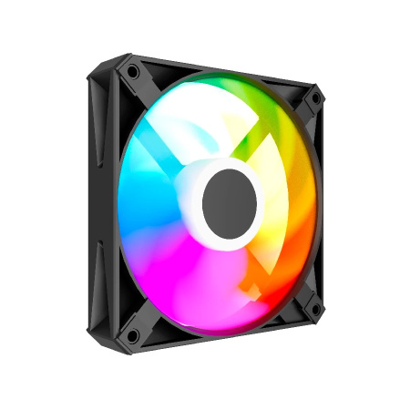 Кулер в корпус 120х120х25 Powercase (M56-12 ARGB) Black (700-1500prm/4pin PWM (M+F)+ 3pin ARGB (M+F)/61,36 CFM/26дБ/подшипник гидравлический/ARGB)