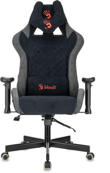 Кресло игровое A4Tech Bloody GC-580 черный/серый искусственная замша с подголов. крестов.