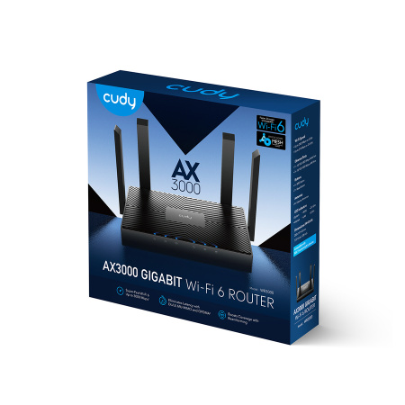 Маршрутизатор CUDY WR3000 AX3000 802.11n/ac/ax 2402+574_Mbps 2.4 /5/6 Ггц 3xLAN_1000 Mbps