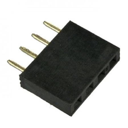 Разъем штыревой P2.54мм Dupont 1* 4pin, гнездо на плату, прямой, DIP, PBS-4