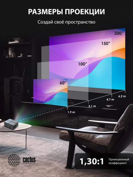 Проектор Cactus CS-PRO.03B.Full HD-A LCD 7500Lm LS 720Lm ANSI (1920x1080) 2300:1 ресурс лампы:30000часов 2xUSB typeA 3xHDMI 1.73кг