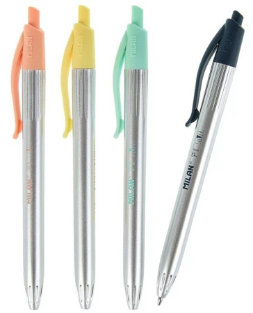 Ручка шариковая MILAN P1 Silver, 1, 0мм, автомат. синий (966876)