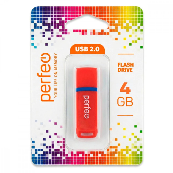 Флеш-накопитель USB2.0 4Gb Perfeo C11 (PF-C11R004) красный