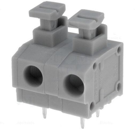 Клеммник нажимной  3.81мм, 2конт, 5а, 300в, угловой, DG235-3.81-02P-11-00A(H)