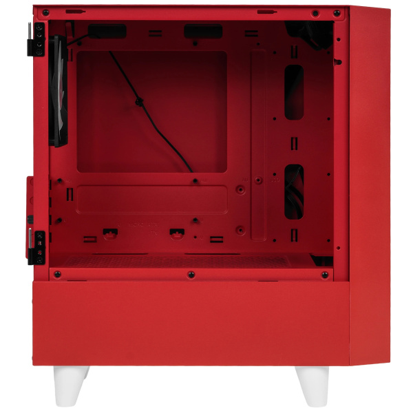 Корпус без блока питания/ Case WIZMAX EM1, Mini-Tower, TG, 1x160mm + 1x120mm LED, 1xUSB-A 3.0 + 2xUSB-A 2.0, mATX, mITX, Woofer Red (EM1 Woofer Red)