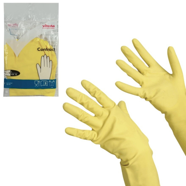 Перчатки хоз. латексные VILEDAProfes многоцелевые, прочные, размер L (100540/101018)