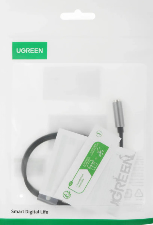 Кабель_аудио 3.5дж (F)-2*3.5дж (M) 0.2м черный UGREEN AV140 (20899)