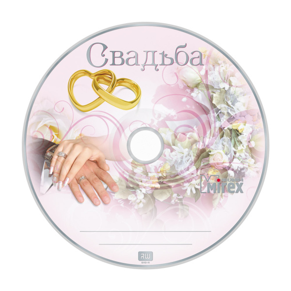 Диск DVD+R 100шт Mirex 4.7Gb 16x Свадьба bulk (UL130244A1T)