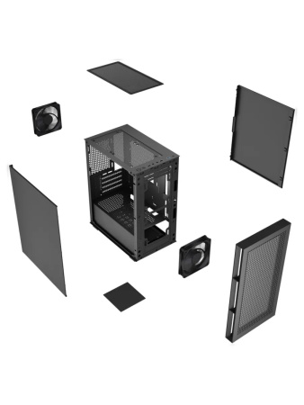 Корпус mATX Б_БП Powercase Mistral SM01 SI (USB3.0,Audio,черный,Mesh,Non Window,2х120мм PWM black fans,CPU Cooler до 160мм, VGA до 300мм) [CMMSM01-F2]