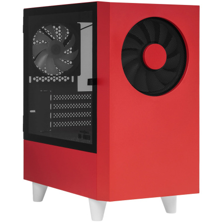Корпус без блока питания/ Case WIZMAX EM1, Mini-Tower, TG, 1x160mm + 1x120mm LED, 1xUSB-A 3.0 + 2xUSB-A 2.0, mATX, mITX, Woofer Red (EM1 Woofer Red)