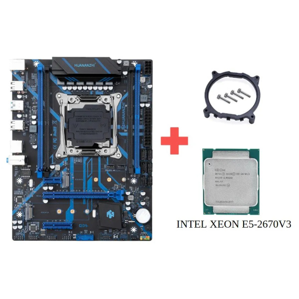Мат.плата S2011V3 Huananzhi X99-QD4 с процессором Xeon E5-2670v3 (mATX,4DDR4,PCI-E,2M.2,4USB2.0,2USB