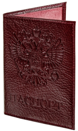 Обложка для паспорта Virginia, "Герб" кожа, , темно-бордовая, BRAUBERG, 237199