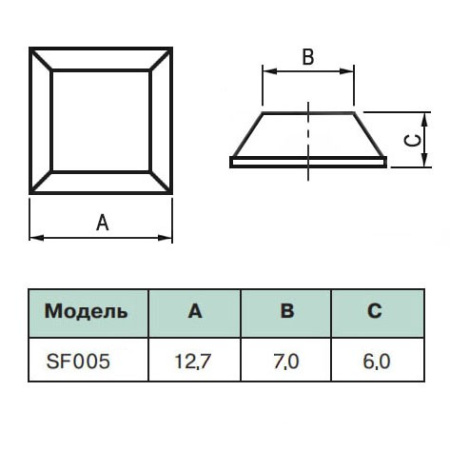 Ножка приборная с клеевым слоем, усечённая пирамида, 12.7*12.7*6мм, резина, SF-005