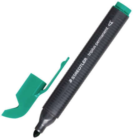 Маркер перманентный STAEDTLER "Triplus", ЗЕЛЕНЫЙ, трехгранный, круглый, 2мм, 3552-5