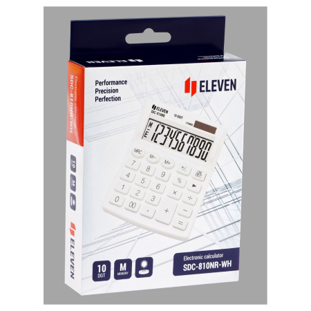 Калькулятор ELEVEN SDC-810NR-WH 10 разряд, белый, двойное питание