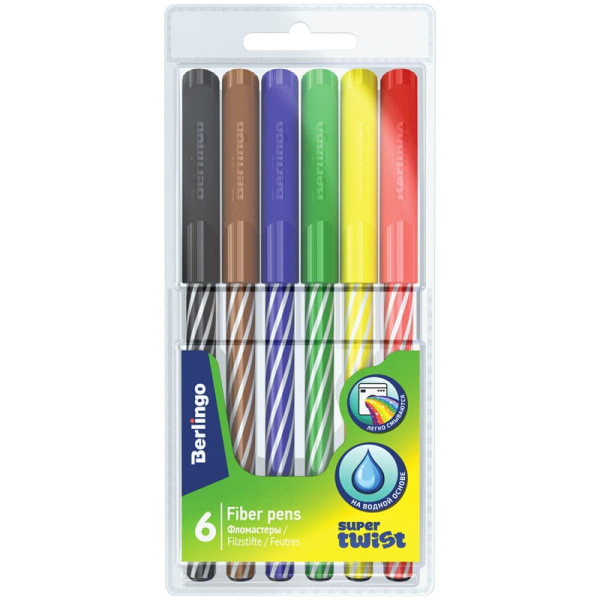 Фломастеры 06цв. BERLINGO "SuperTwist" смываемые (WP_03006)